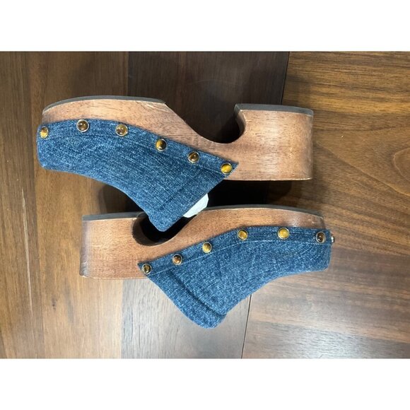CHLOE Aurna Clogs in Denim 36 With Box Womens Jean Shoes Jean Slides Mules - Picture 8 of 16